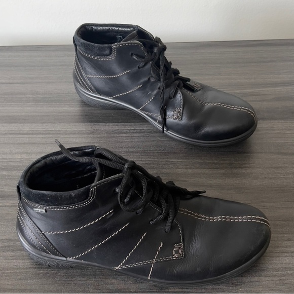 Ecco Womens Black Leather Lace Up Bootie Shoes Womens Size 39 Gore-Tex Comfort - Picture 2 of 13